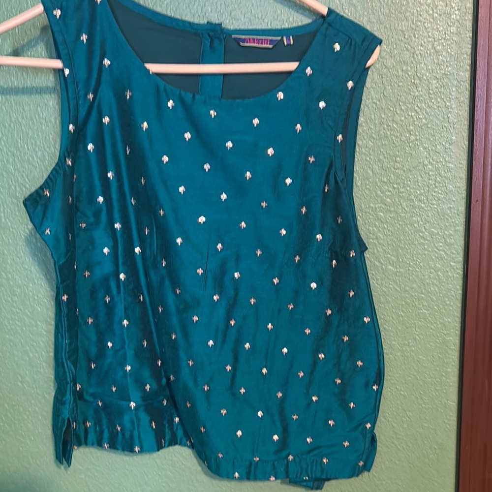 Blue Embellished Relaxed Blouse